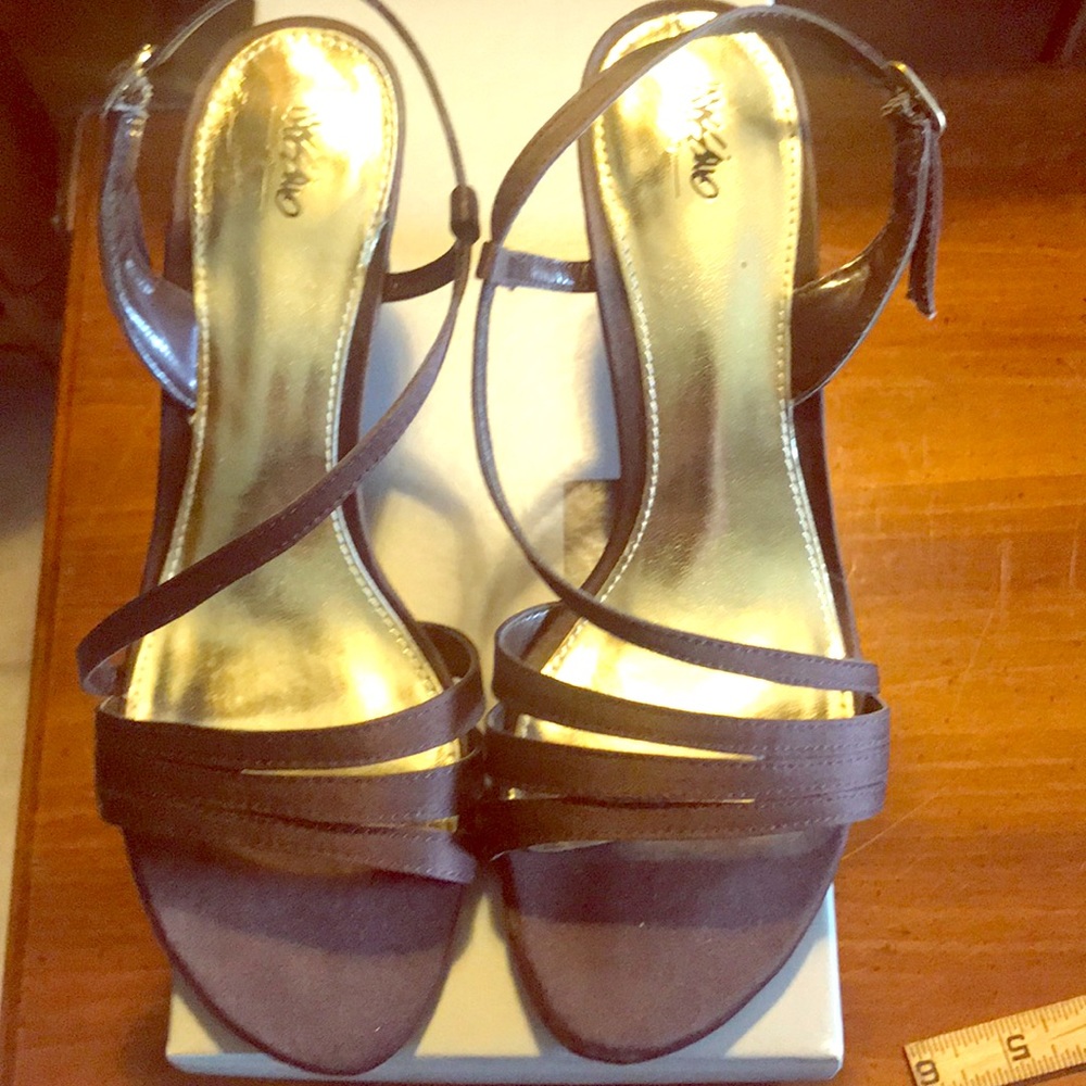 Brown silk heels
